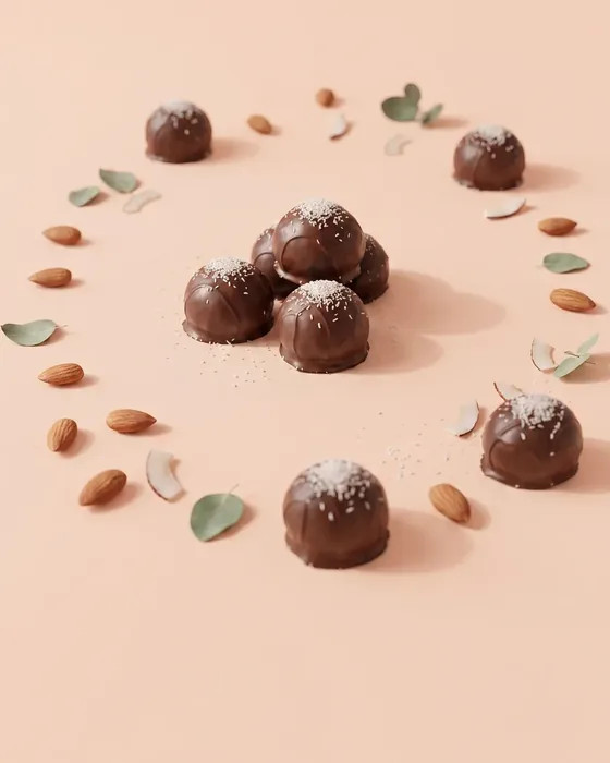 Bombones de coco y almendra sin azúcar refinada