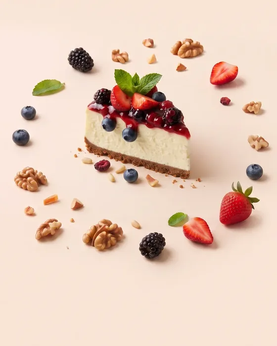 Cheesecake de frutos rojos sin azúcar refinada