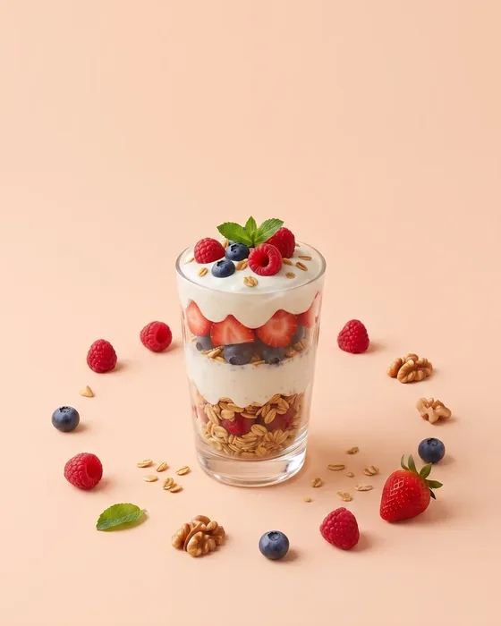 Parfait de yogur sin azúcar refinada